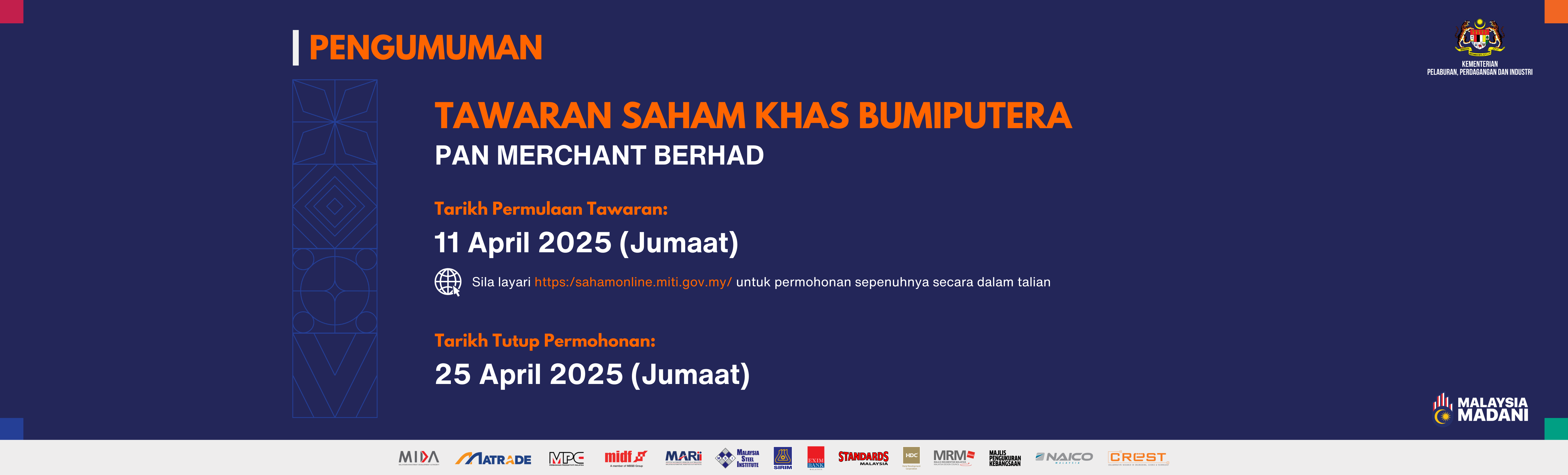 TAWARAN SAHAM KHAS BUMIPUTERA PAN MERCHANT BERHAD